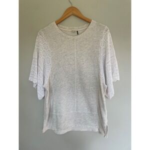 Anthropologie Akemi + Kin Coro Dolman Top White Lace Crochet Sweatshirt Medium